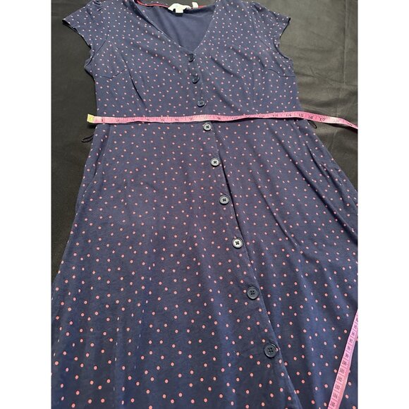 Boden Polka Dot Button Up Dress Cap Sleeves Women's US Size 6R Summer Cotton - Picture 6 of 8